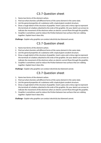 AQA GCSE Chemistry (9-1) - C3.7 Giant covalent structures  FULL LESSON