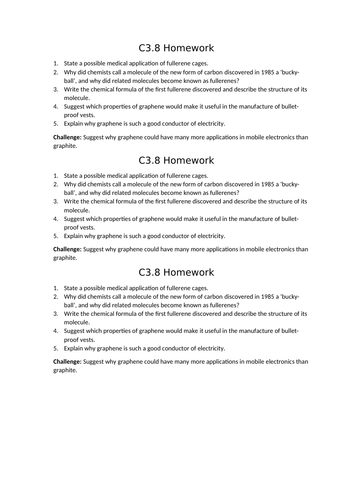 AQA GCSE Chemistry (9-1) - C3.8 Fullerenes and graphene  FULL LESSON