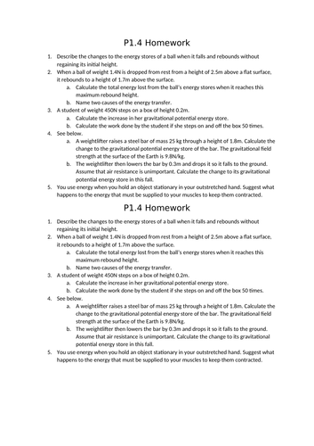 AQA GCSE Physics (9-1) - P1.4 Gravitational potential energy stores FULL LESSON