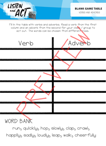 Listen And Act Outdoor Adverbs Game Teaching Resources