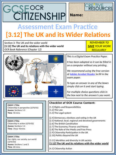 GCSE Citizenship OCR - Digital Exam Paper | Teaching Resources