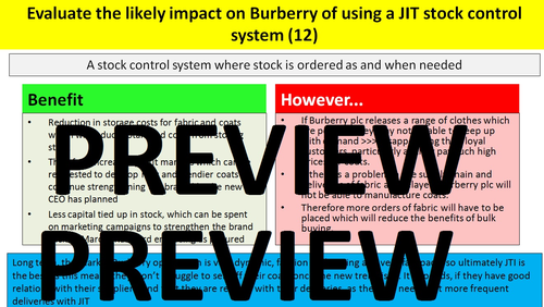 2.4.3 Stock control - Theme 2 Edexcel A Level Business | Teaching Resources
