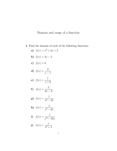 finding the domain and range of a function pdf