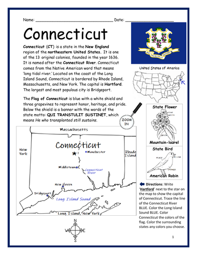 connecticut introductory geography worksheet teaching resources