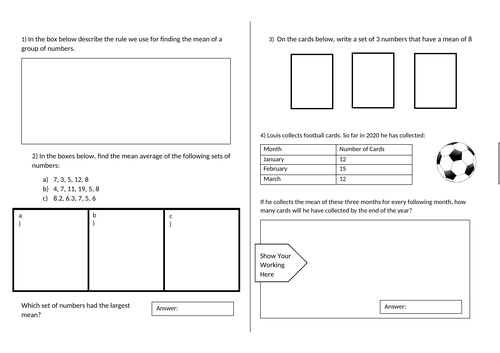 Mean Word Problems Year 6 | Teaching Resources