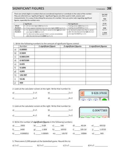 SIGNIFICANT FIGURES & ROUNDING | Teaching Resources