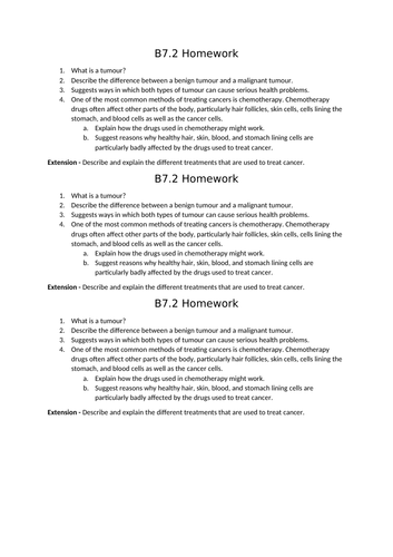 AQA GCSE Biology (9-1) B7.2 Cancer FULL LESSON