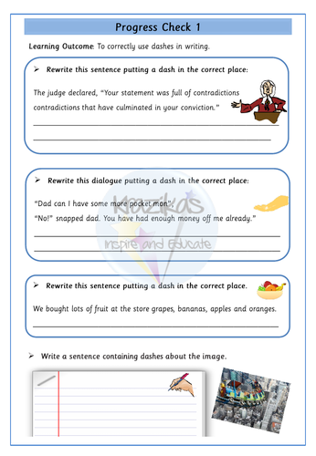 Dashes - Punctuation | Teaching Resources