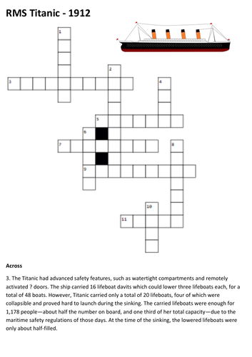 The Titanic Sinking Crossword