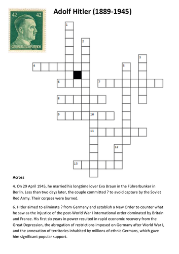 Adolf Hitler Crossword