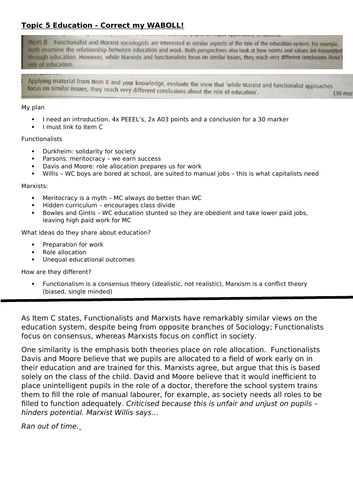 AQA A-Level Sociology Paper 1 Education Year 12 | Teaching Resources