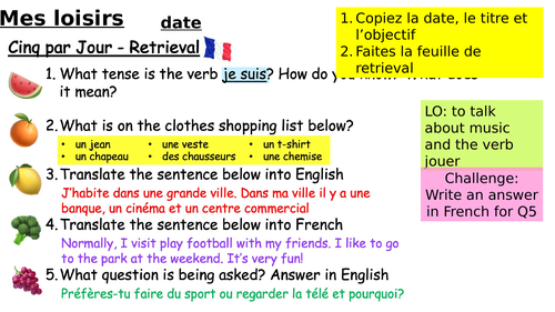 GCSE French - Module 2 - Le Temps de Loisirs | Teaching Resources