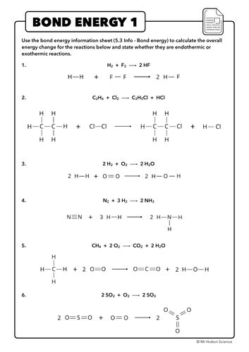 5.3 Bond Energy Calculations, AQA Chemistry | Teaching Resources