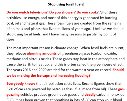 essay writing for climate change