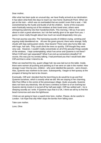 Letters From The Lighthouse Model Evacuation Letter With Reading 