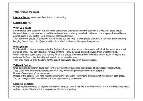 Outdoor Literacy Ideas Newspaper Report Writing Ks2 Teaching Resources