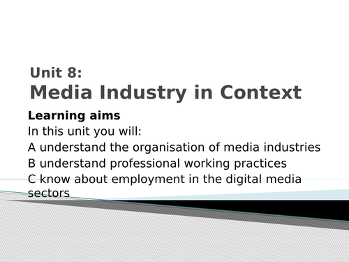 BTEC Level 2 Firsts in Creative Digital Media Teaching Resources. Unit ...