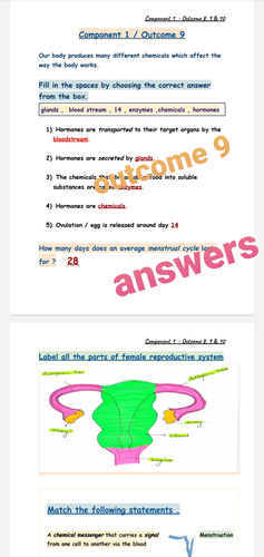 ELC Science / Component 1 - Outcome 8 ,9 & 10 / Worksheets + Answers