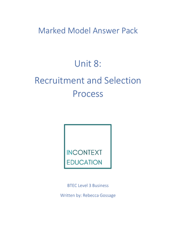 unit 8 recruitment and selection process assignment 1 tesco