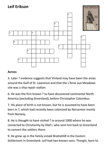 Leif Erikson Crossword