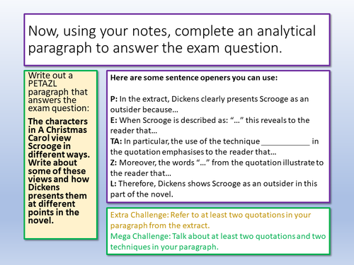 Eduqas A Christmas Carol Paragraphs | Teaching Resources