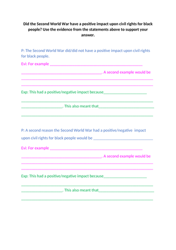 Edexcel 9-1 Factors affecting the Civil Rights Movement and World War Two