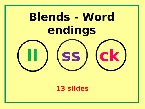 Phonics - Words ending in ll, ss, ck - PowerPoint