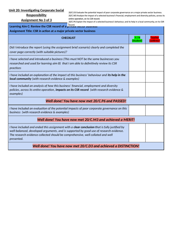 Unit 20: Investigating Corporate Social Responsibility student ...