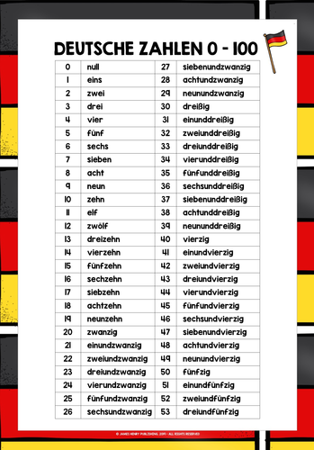 Numbers In German 1 100