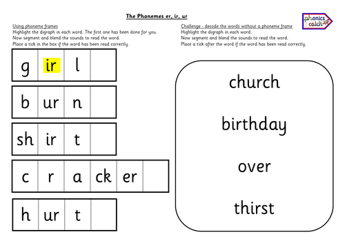 Phoneme Frames er, ir, ur (1)