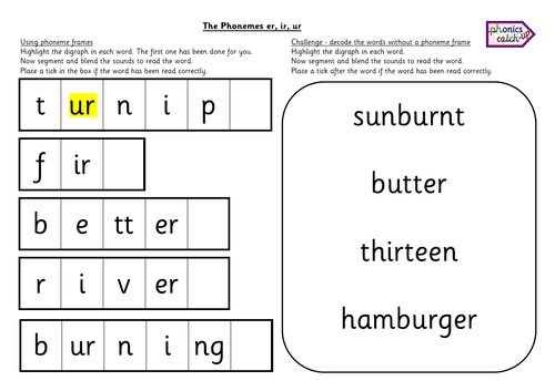 Phoneme Frames er, ir, ur (4)