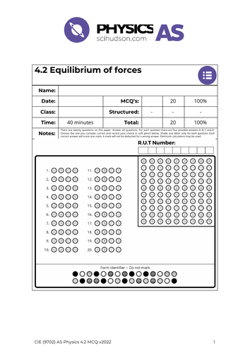 AS Physics 9702 - MCQs - 04. Forces, density and pressure | Teaching ...