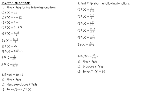 Function practice questions | Teaching Resources