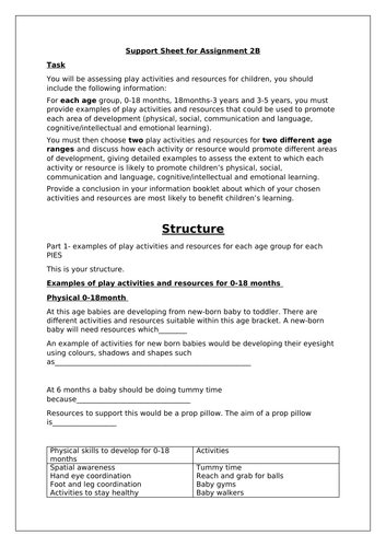 Child Development Btec C2B help sheet