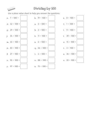 Y4 Fractions and Decimals Lesson 9 - Dividing by 100 - Year 4 ...