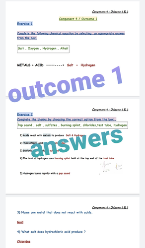ELC Science Component 4 Outcome 1 2 3 4 AQA Entry Level Science Chemistry Teaching 