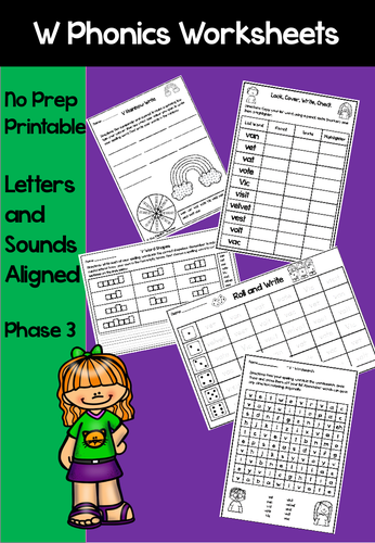 Phase 3 W sound worksheets and activities | Teaching Resources