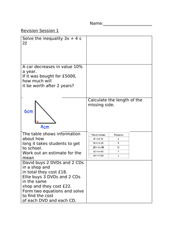 REVISION SESSION 1 - MATHS