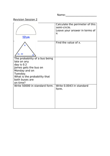 REVISION SESSION 2 - MATHS