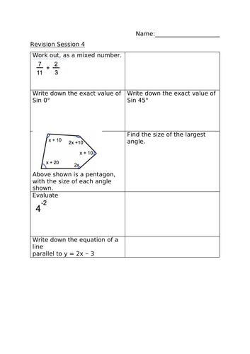 REVISION SESSION 4 - MATHS