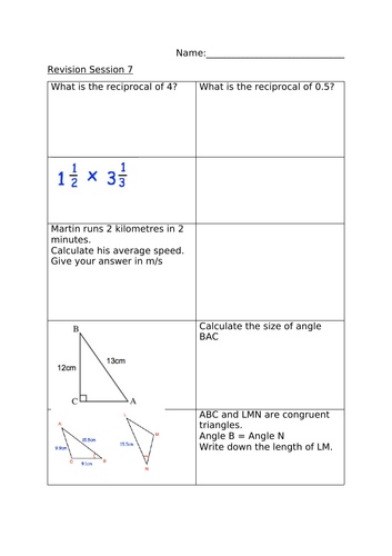 REVISION SESSION 7 - MATHS