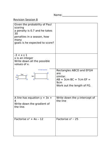 REVISION SESSION 8 - MATHS