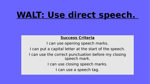 Grammar: Direct Speech (Year 3/4) | Teaching Resources