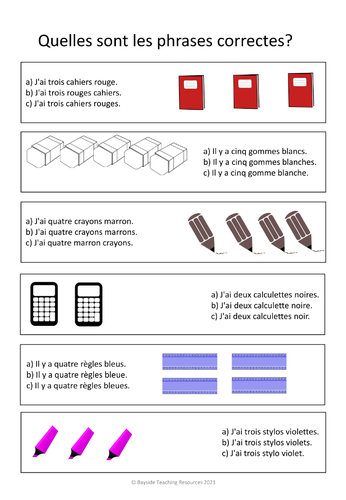 adjective-agreement-school-items-and-colours-teaching-resources