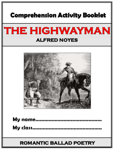 The Highwayman Comprehension Activities Booklet!