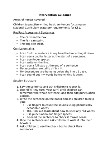 Sentence Writing Intervention Work Pack | Teaching Resources