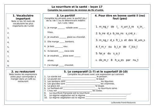 Nourriture & Santé - Lesson 17 | Teaching Resources