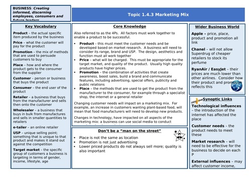 GCSE Edexcel Theme 1 Knowledge organisers | Teaching Resources