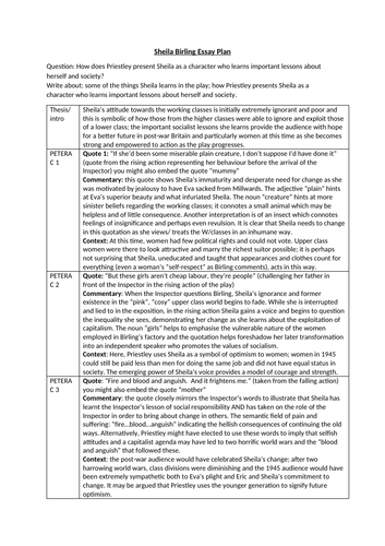 grade 9 essay on sheila birling