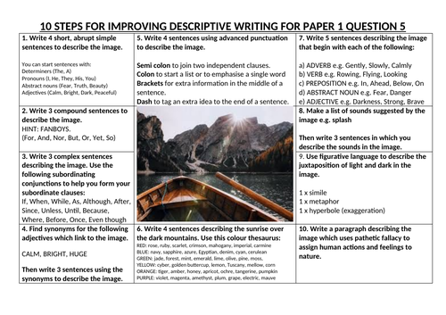 10 steps to improve descriptive writing for Paper 1 Question 5